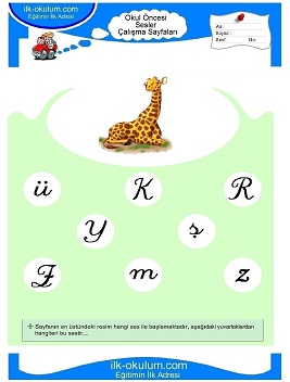Çocuklar İçin Z Sesi Çalışma Sayfaları 